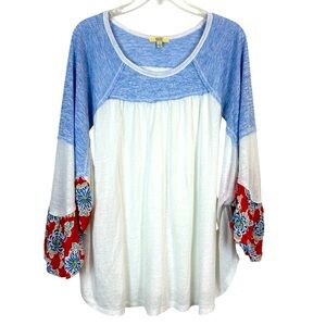 Kori Oversized Boho Floral Sleeve Top L 🔥